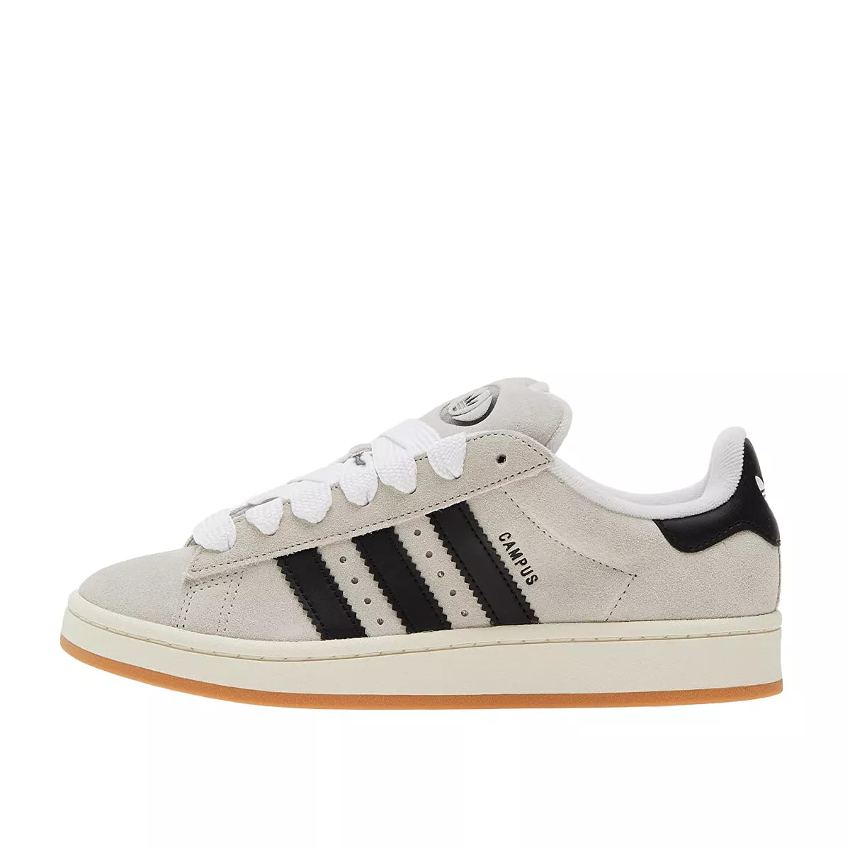 Adidas Campus 00s sneakers, side view, model GY0042, crystal white with core black, women's.