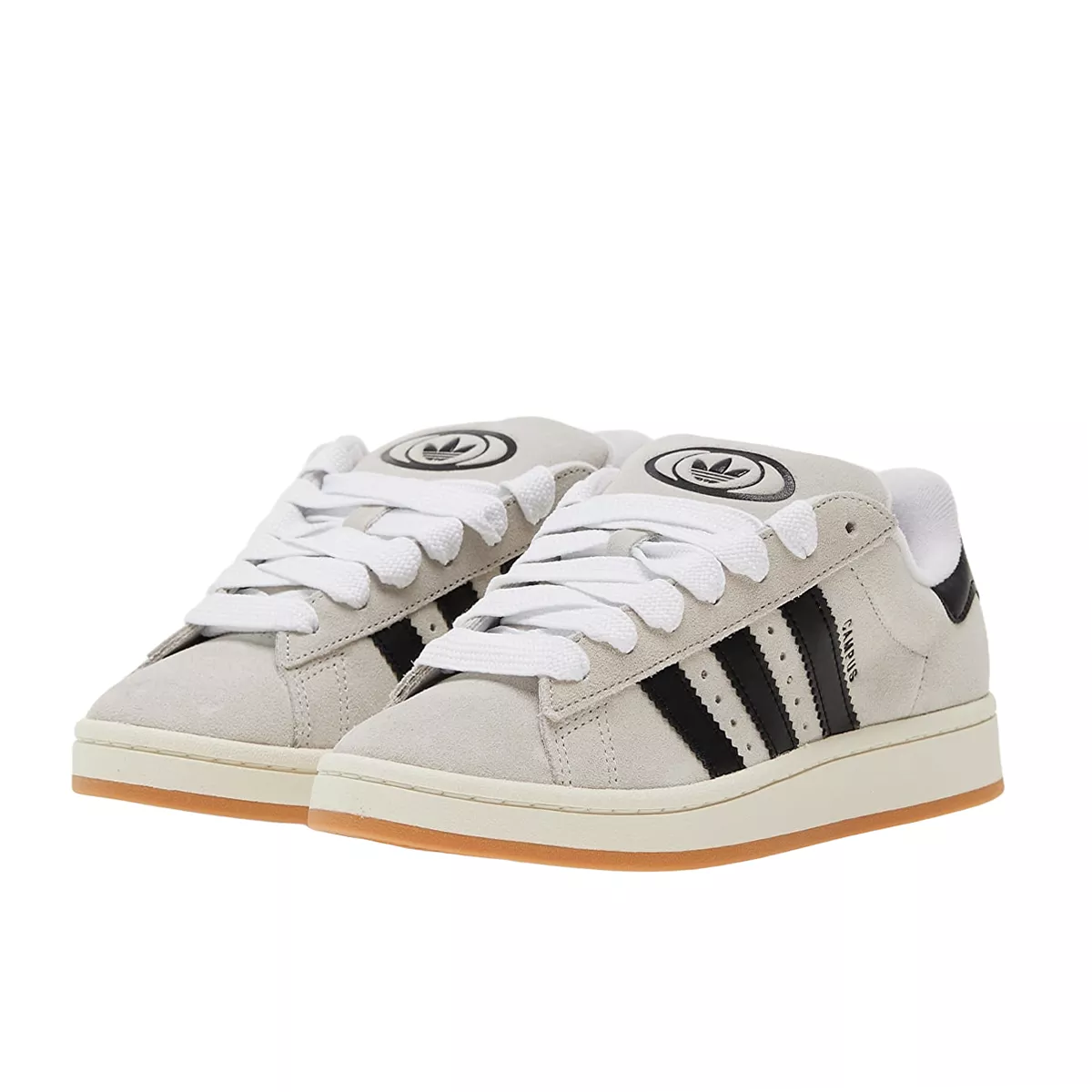 Adidas Campus 00s sneakers, front view, model GY0042, crystal white with core black, women's.