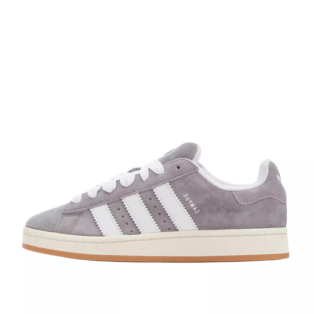 Adidas Campus 00s Grey White sneakers, side view, model HQ8707, grey and white.