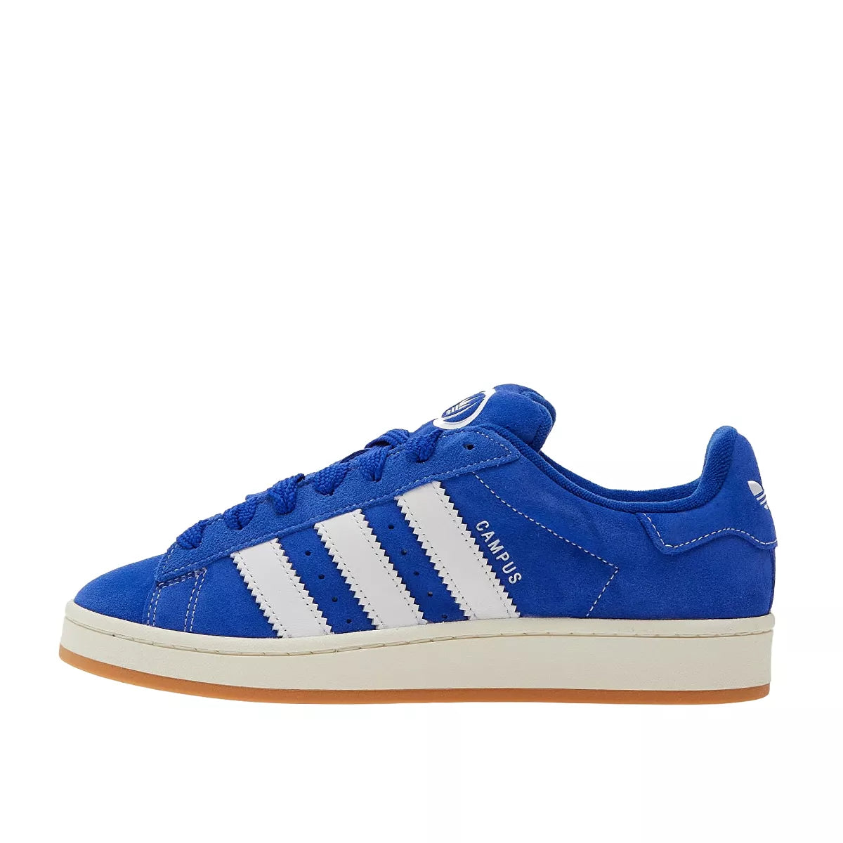 Adidas Campus 00s, side view, unisex model H03471, Semi Lucid Blue with Cloud White, chunky sole.