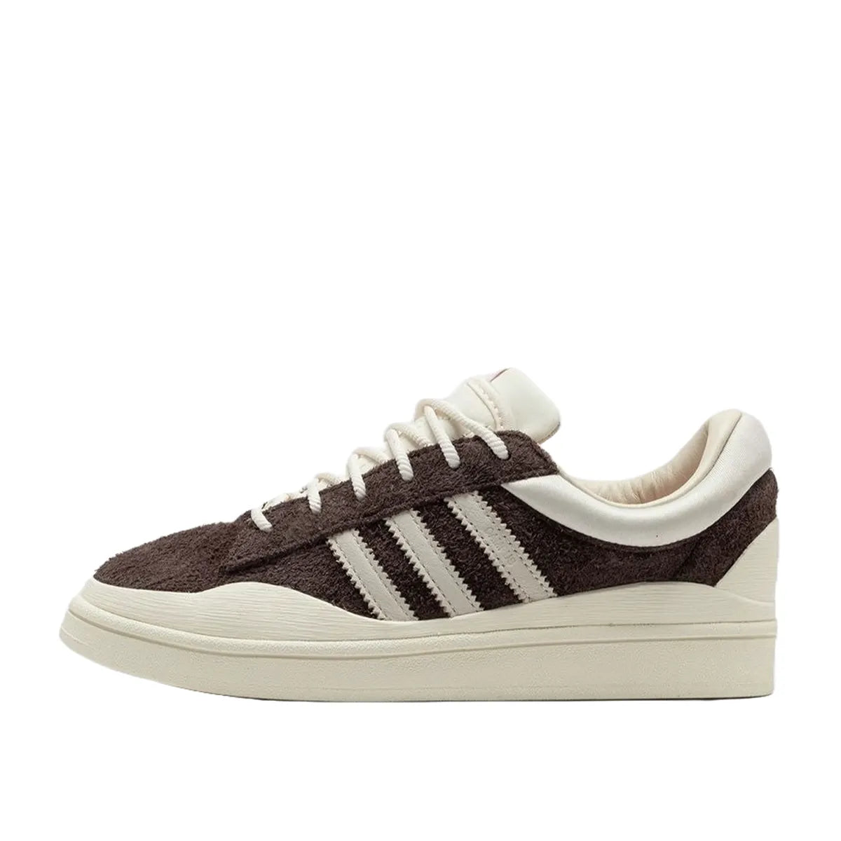 Adidas Campus Bad Bunny The Last Campus sneakers, side view, model ID2534, in brown with white and cream details.