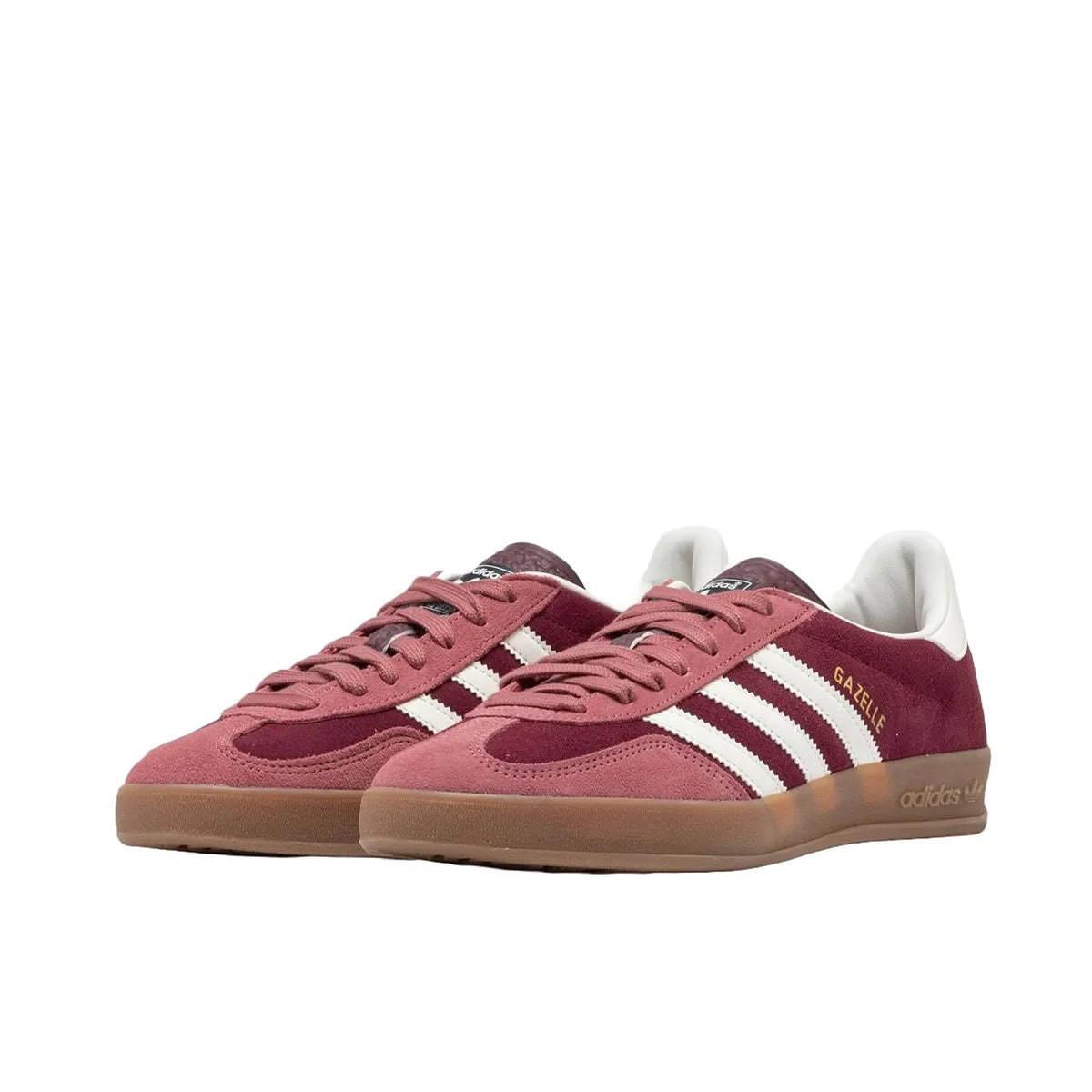 Adidas Gazelle Indoor Maroon sneakers, front view, model IF9647, featuring preloved crimson details.