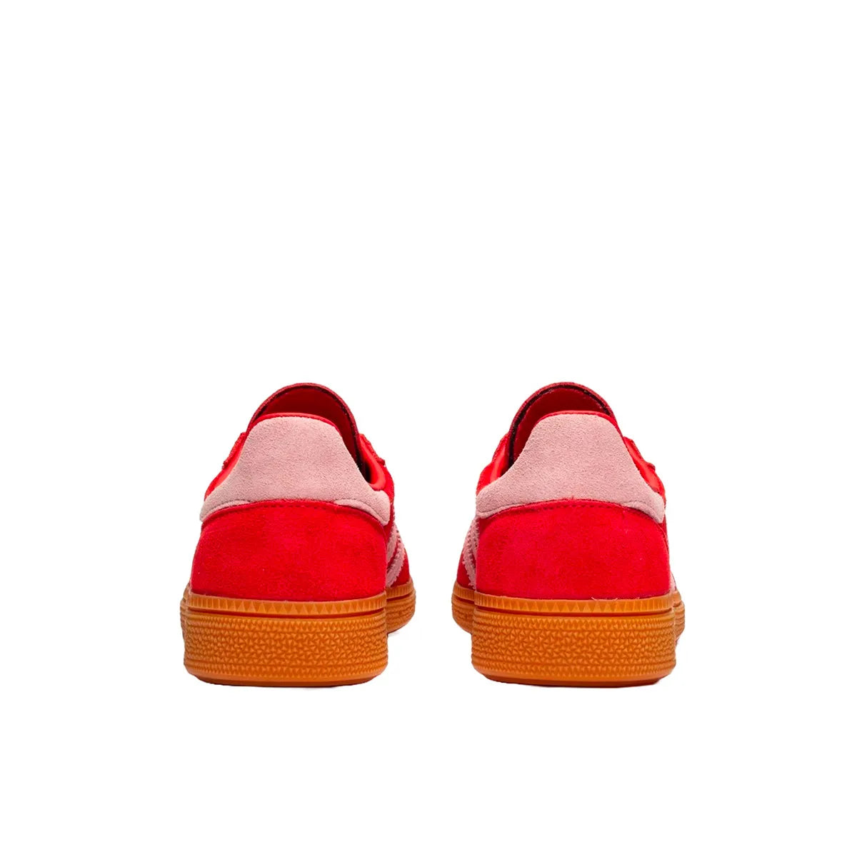 Adidas Handball Spezial sneakers, back view, model IE5894, bright red with clear pink.