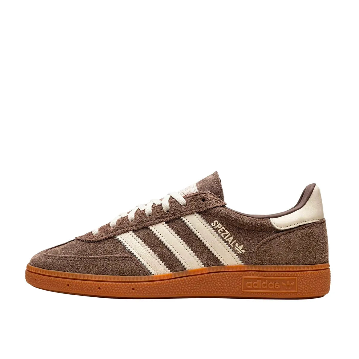 Adidas Handball Spezial sneakers, side view, model IF6490, earth strata, gum sole.