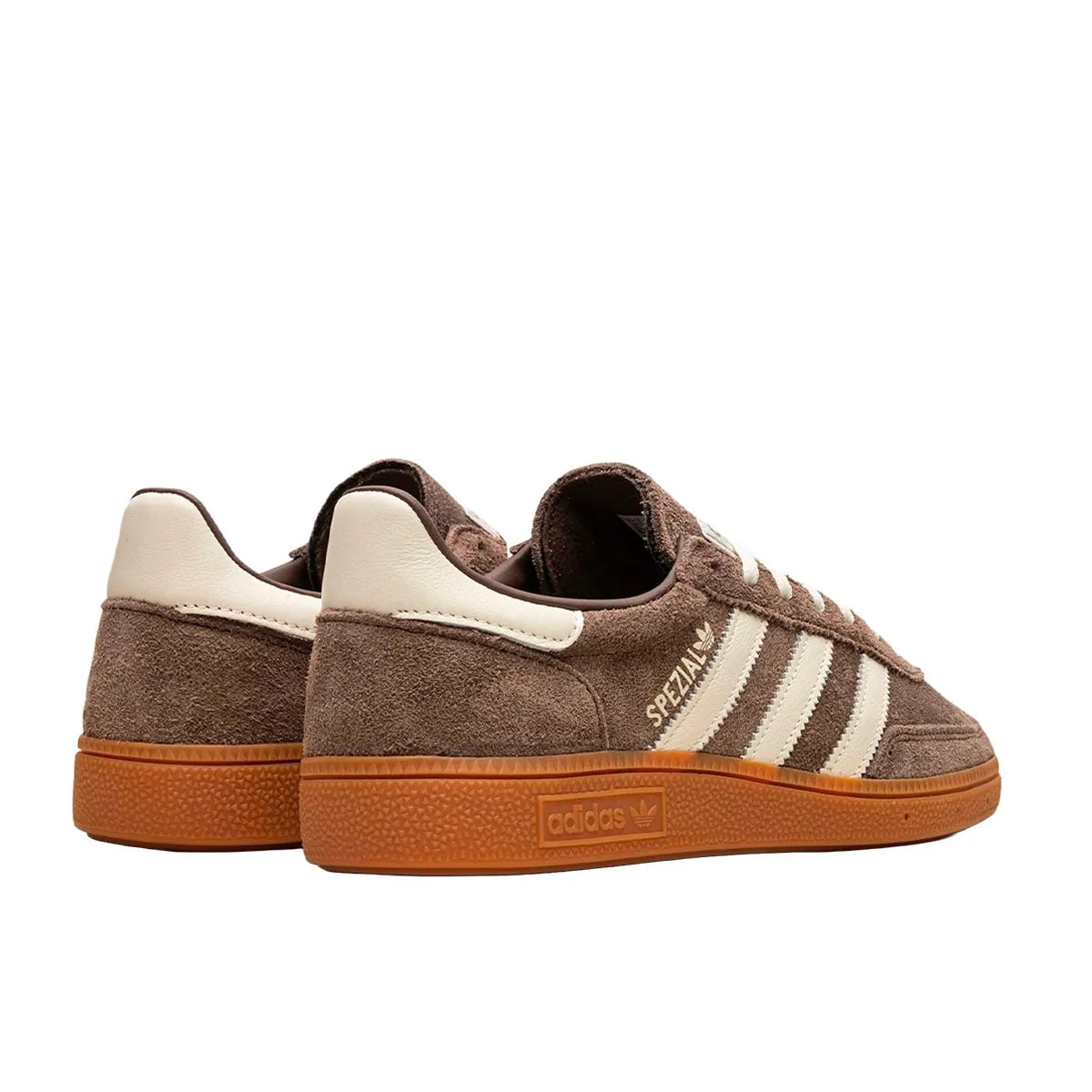 Adidas Handball Spezial sneakers, back view, model IF6490, earth strata, gum sole.