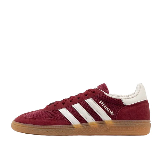 Adidas Handball Spezial Shadow Red Women's sneakers, side view, model IG1978, in red velvet effect.