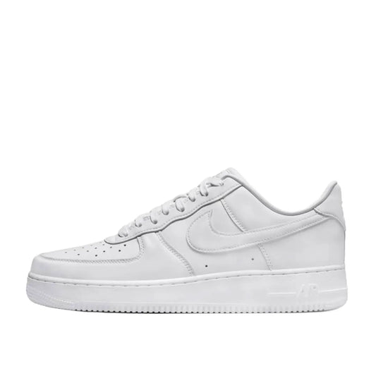 Nike Air Force 1 '07 Fresh sneakers, side view, model DM0211-100 in total white.