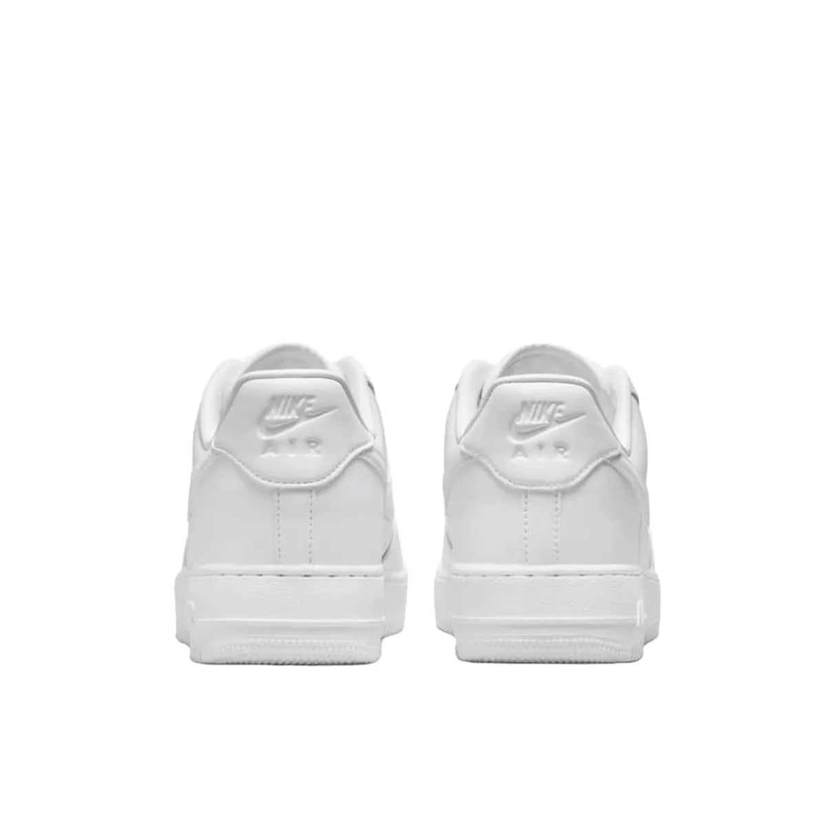 Nike Air Force 1 '07 Fresh sneakers, back view, model DM0211-100 in total white.