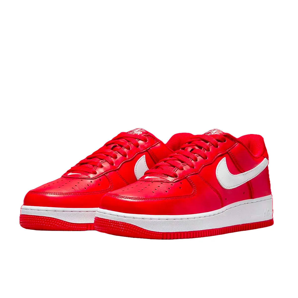 Nike Air Force 1 '07 Retro Color of the Month sneakers, front view, model FD7039-600, university red with white details.