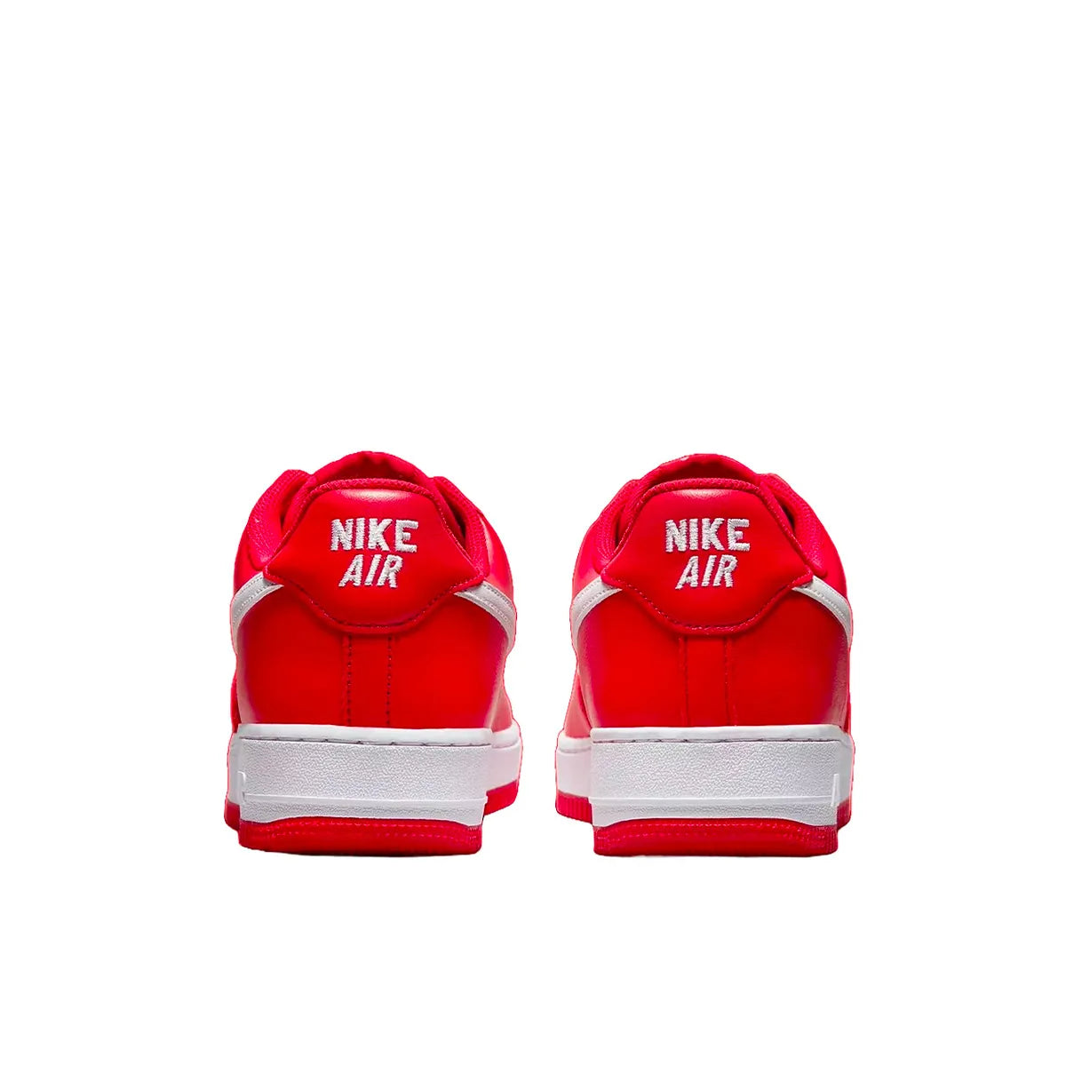 Nike Air Force 1 '07 Retro Color of the Month sneakers, back view, model FD7039-600, university red with white details.