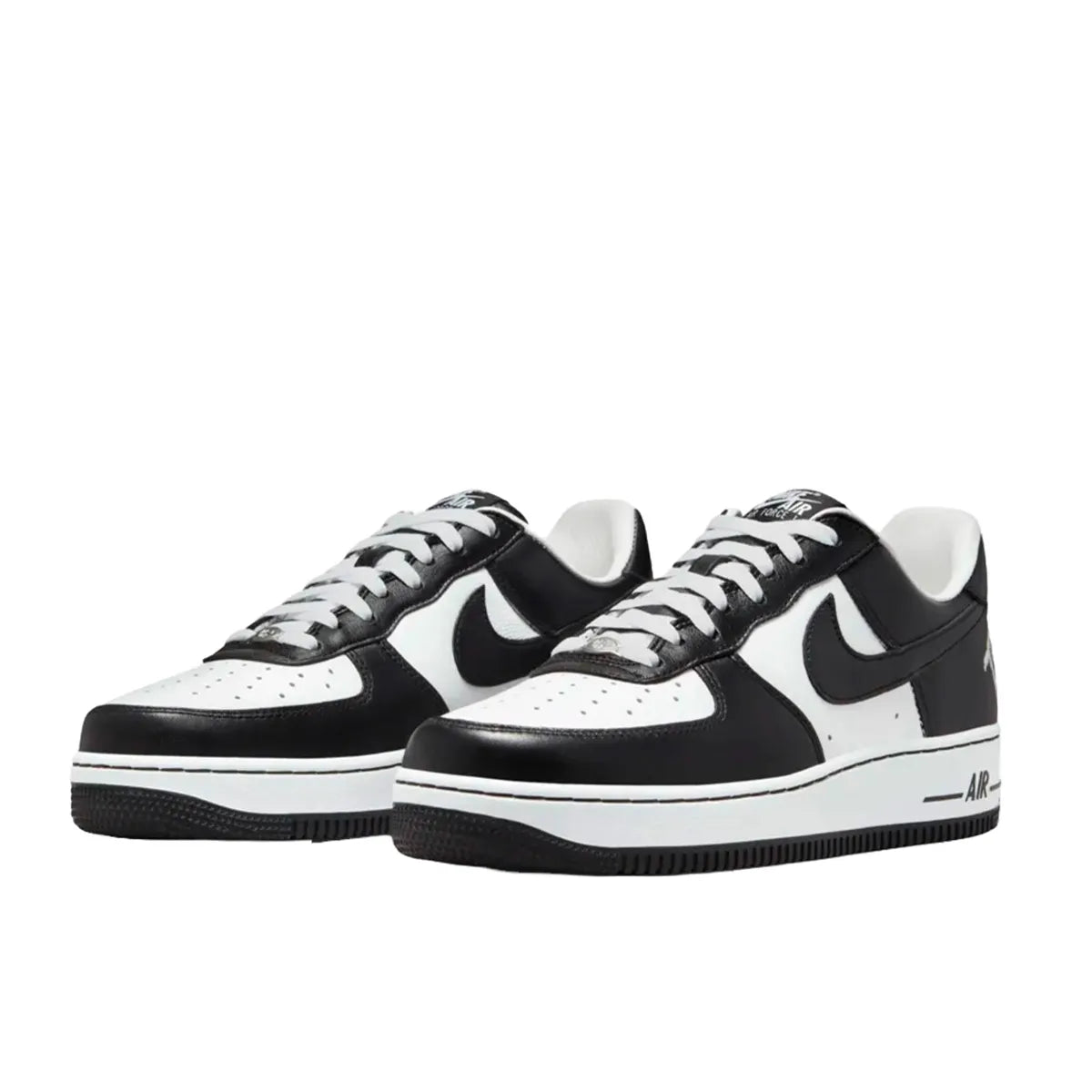 Nike Air Force 1 x Terror Squad sneakers, front view, model FJ5756-100 in black with white details.