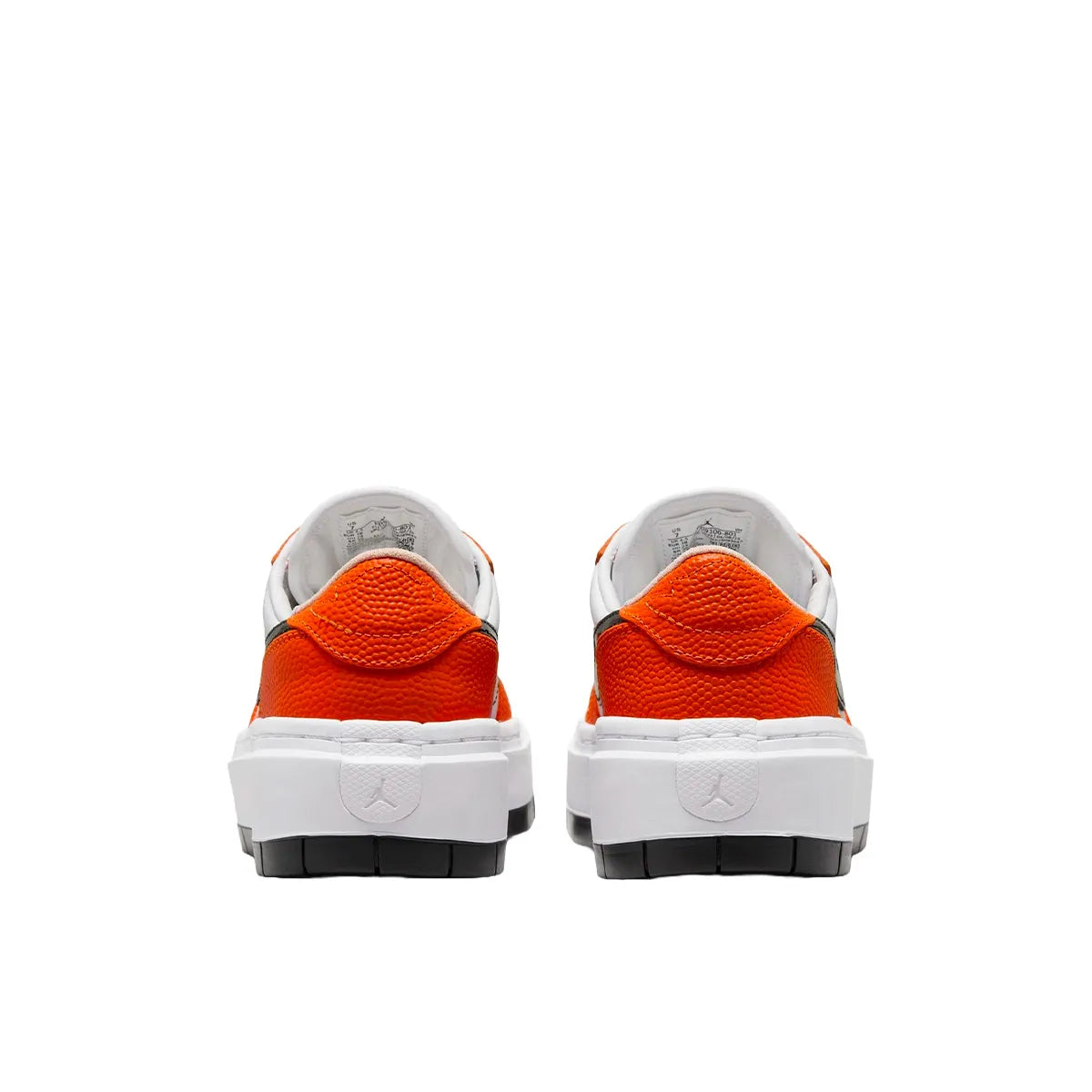 Jordan 1 Elevate Low SE WNBA sneakers, back view, model FD9100-801, Brilliant Orange, women's.