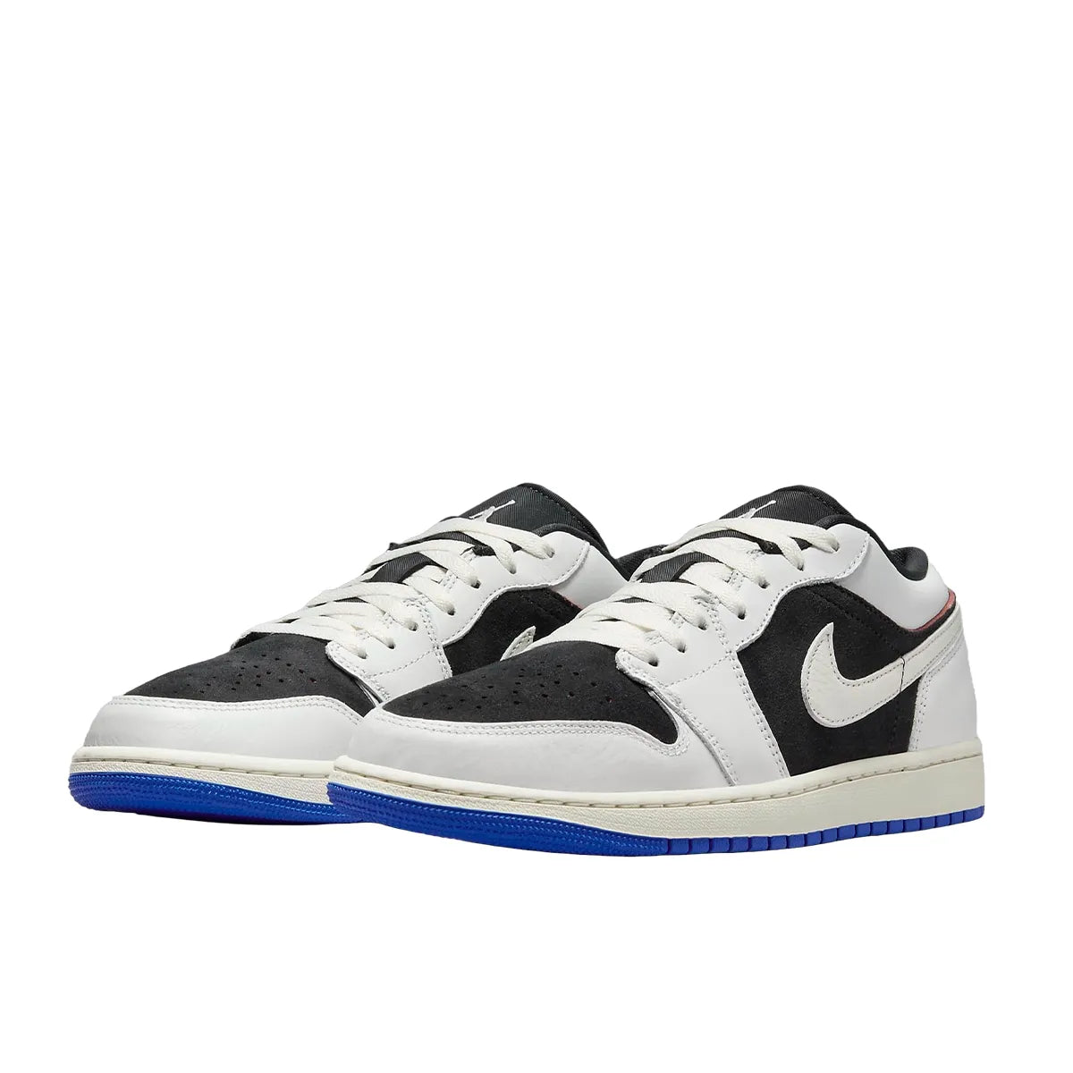 Jordan 1 Low Quai 54 (2024) sneakers, front view, model HQ0764-001, black and white accents.