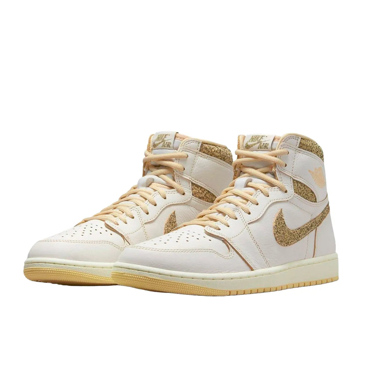 Jordan 1 Retro High OG Craft Vibrations of Naija sneakers, front view, model FD8631-100, white and yellow.