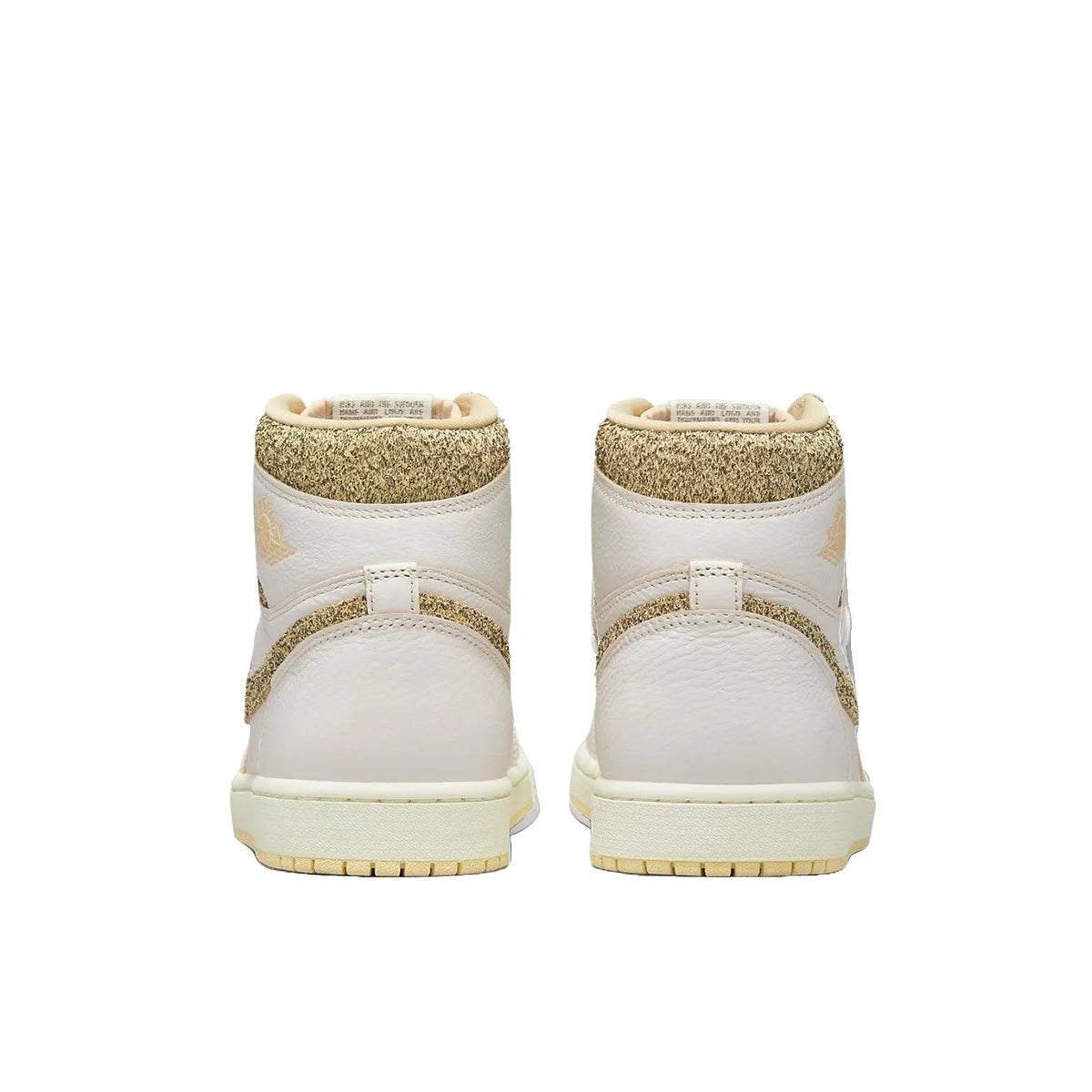 Jordan 1 Retro High OG Craft Vibrations of Naija sneakers, back view, model FD8631-100, white and yellow.