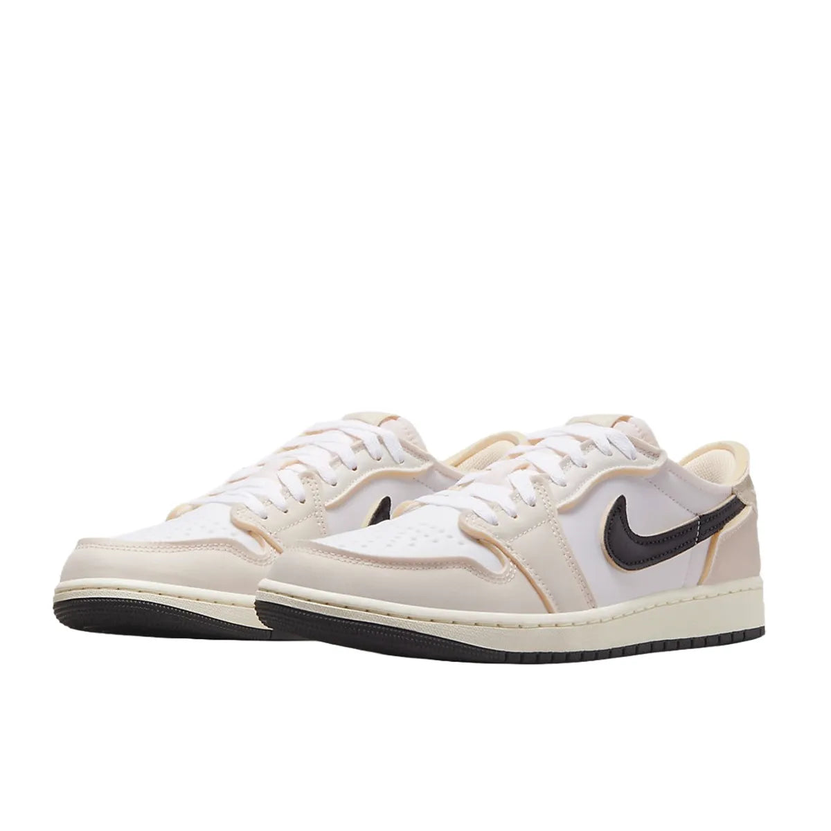 Jordan 1 Retro Low OG EX Coconut Milk sneakers, front view, model DV0982-100, in coconut milk color.