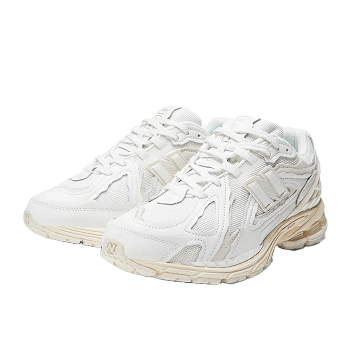 New Balance 1906D Protection Pack sneakers, front view, model M1906DE in total white.