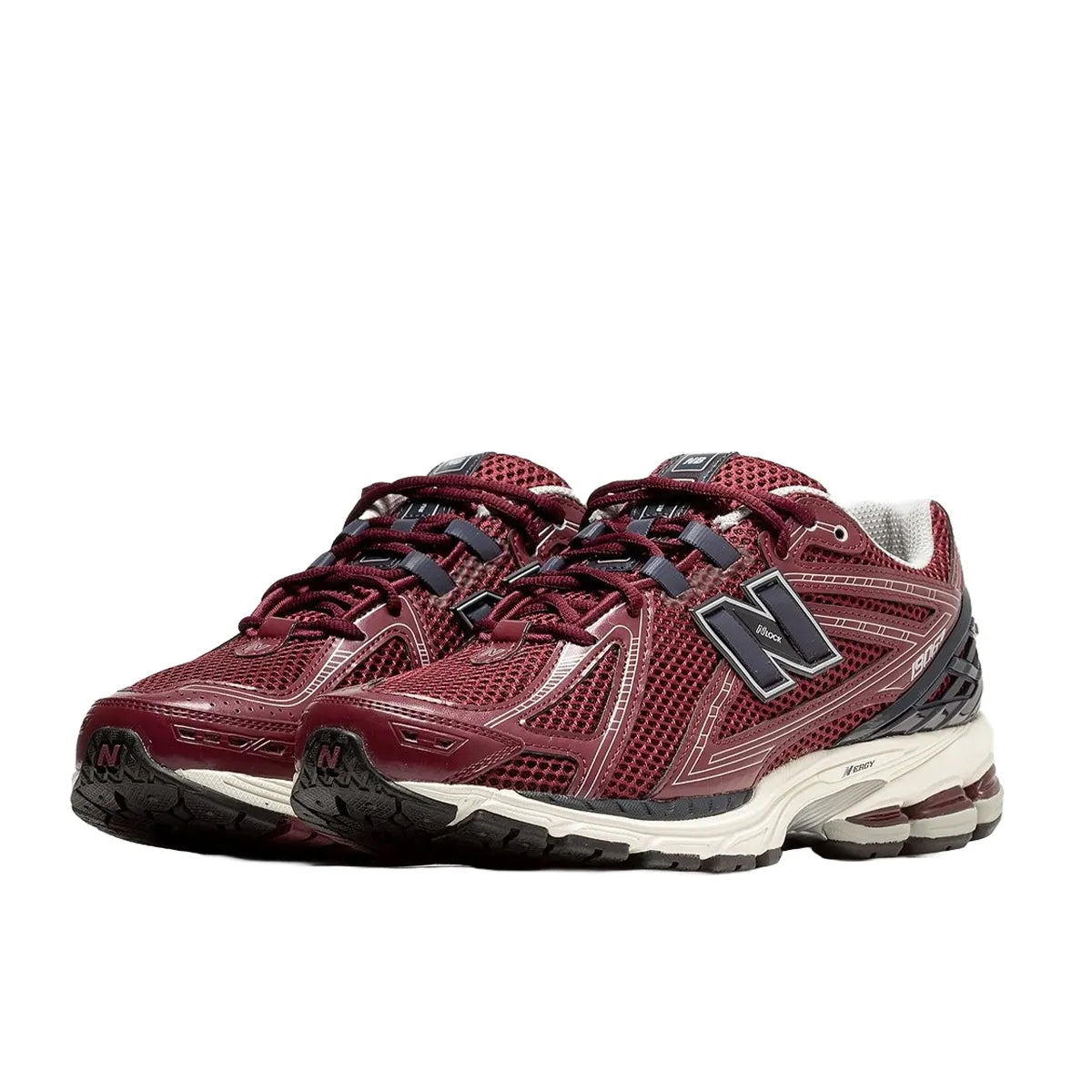 New Balance 1906R Burgundy Black sneakers, front view, model M1906RCC in burgundy with black highlights.