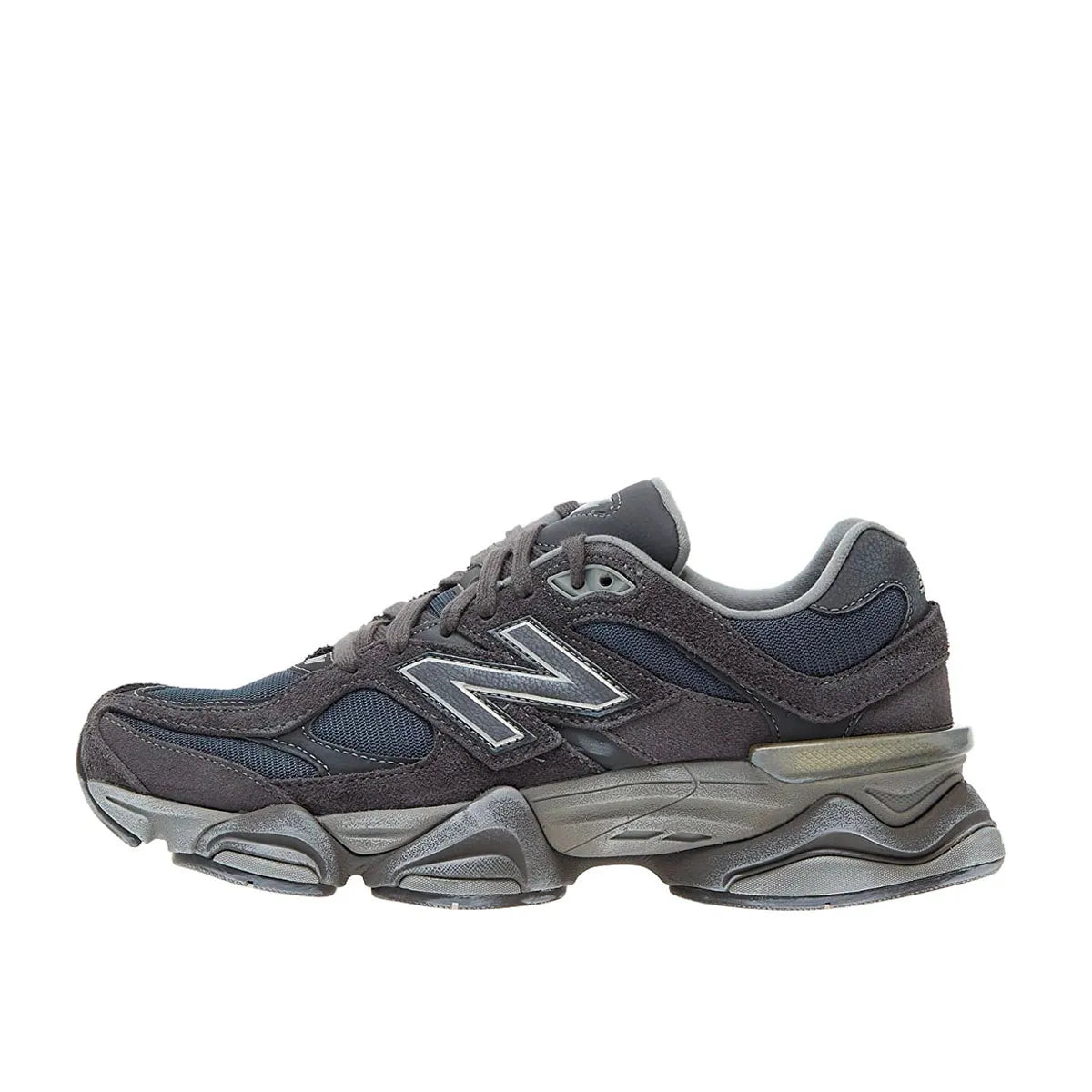 New Balance 9060 sneakers, side view, model U9060SG in magnet with black and grey details.