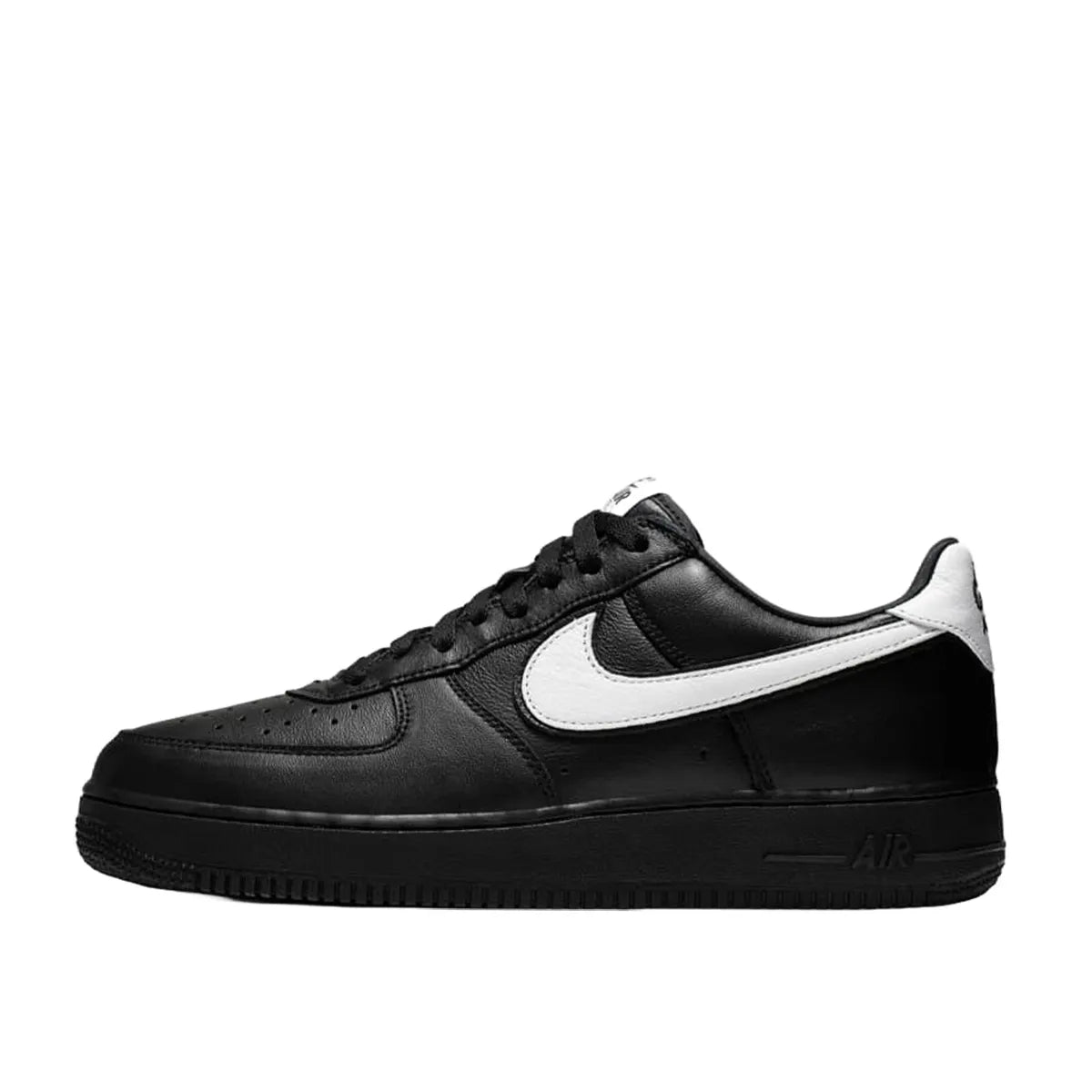 Nike Air Force 1 Low QS sneakers, side view, model CQ0492-001 in black with white details.