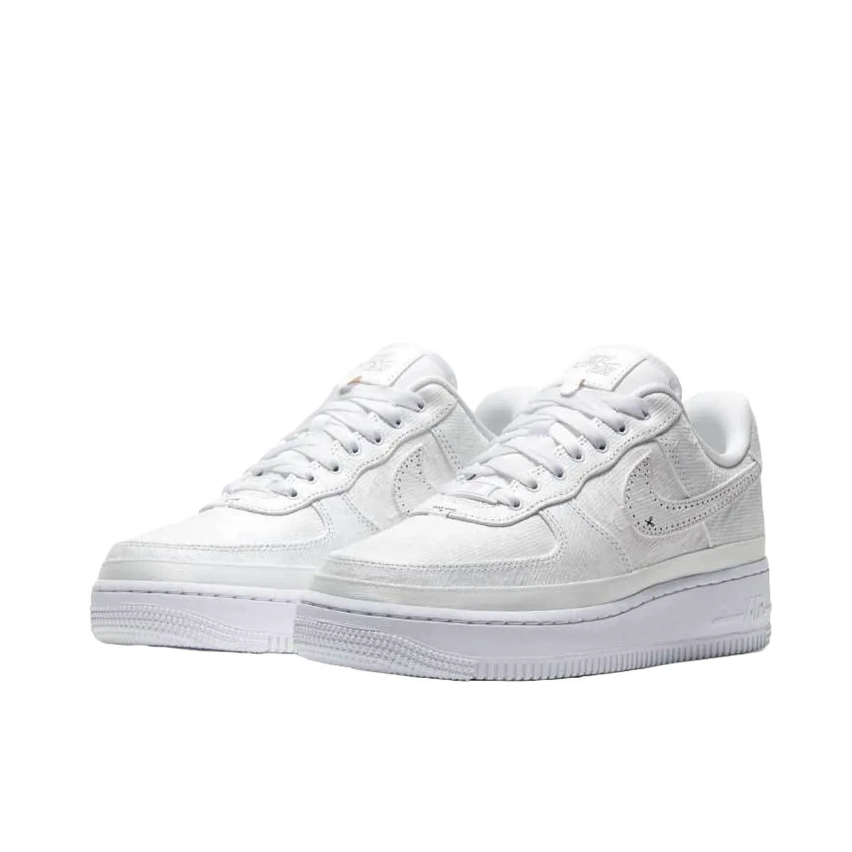 Nike Air Force 1 LX Tear Away Women's sneakers, front view, model CJ1650-101, in white with red tear-away swoosh.