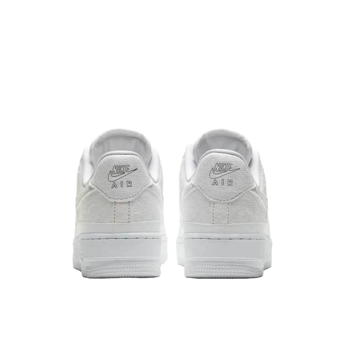 Nike Air Force 1 LX Tear Away Women's sneakers, back view, model CJ1650-101, in white with red tear-away swoosh.