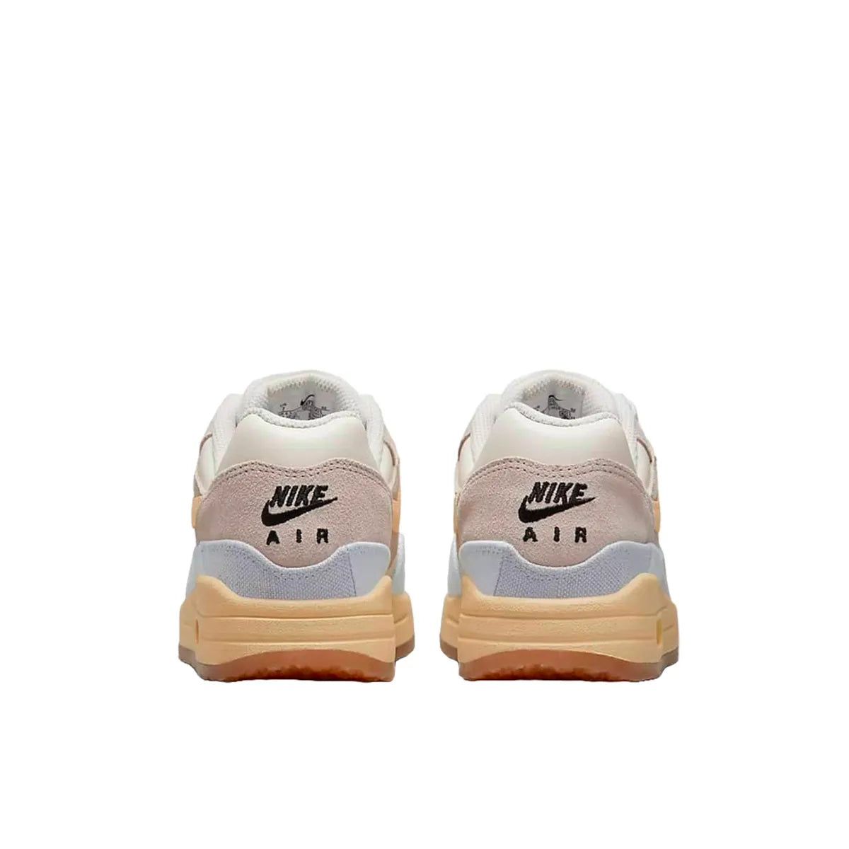 Nike Air Max 1 '87 Crepe sneakers, back view, model FJ4735-001, light bone with cream and beige accents.