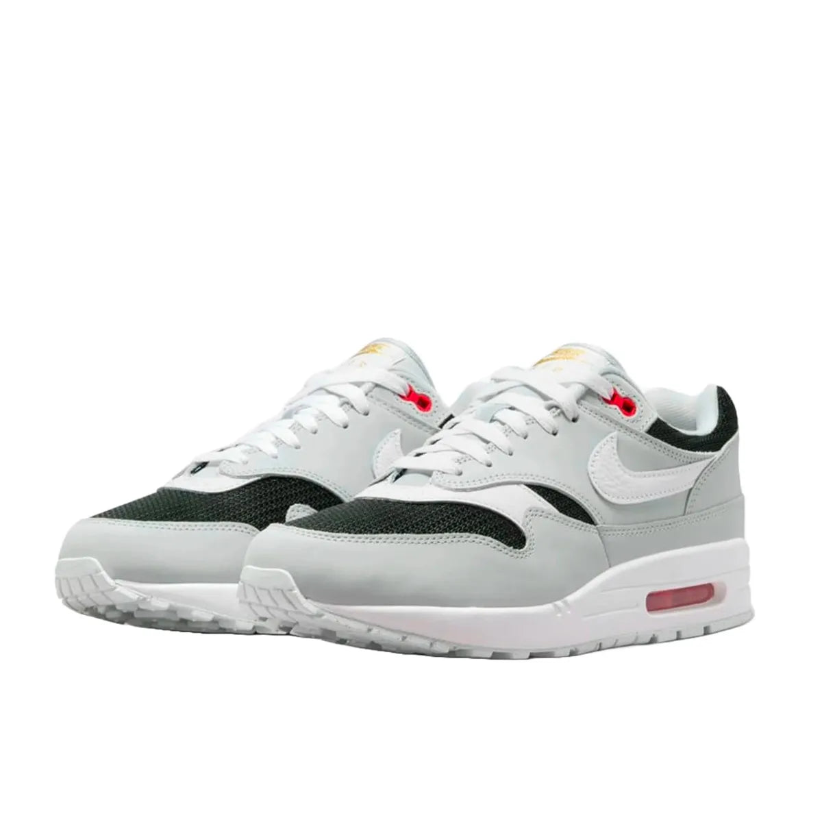 Nike Air Max 1 Urawa 2023 sneakers, front view, model FD9081-001 in grey, black and red details.