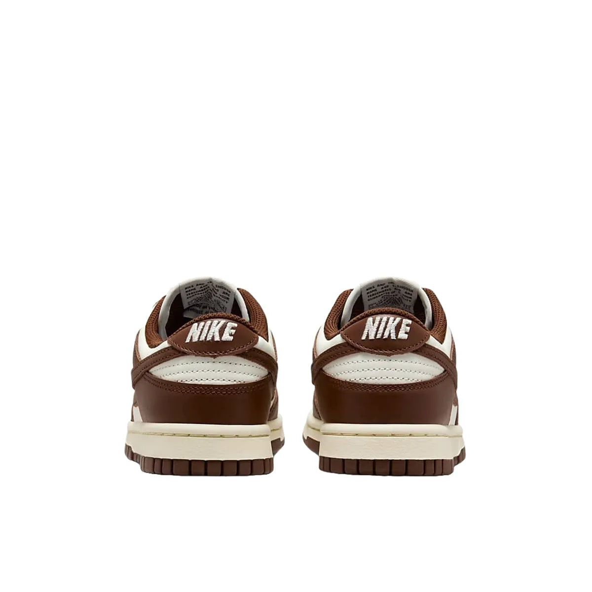 Nike Dunk Low Cacao Wow Women's sneakers, back view, model DD1503-124, in light brown with cream accents.