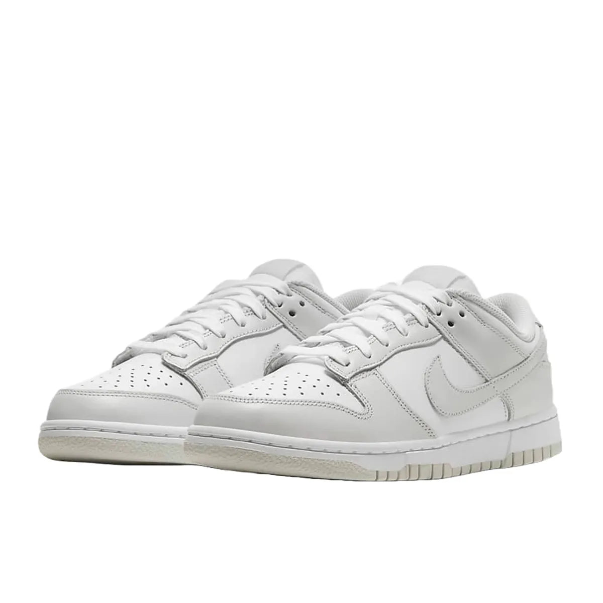 Nike Dunk Low Photon Dust Women's sneakers, front view, model DD1503-103 in white and photon dust.