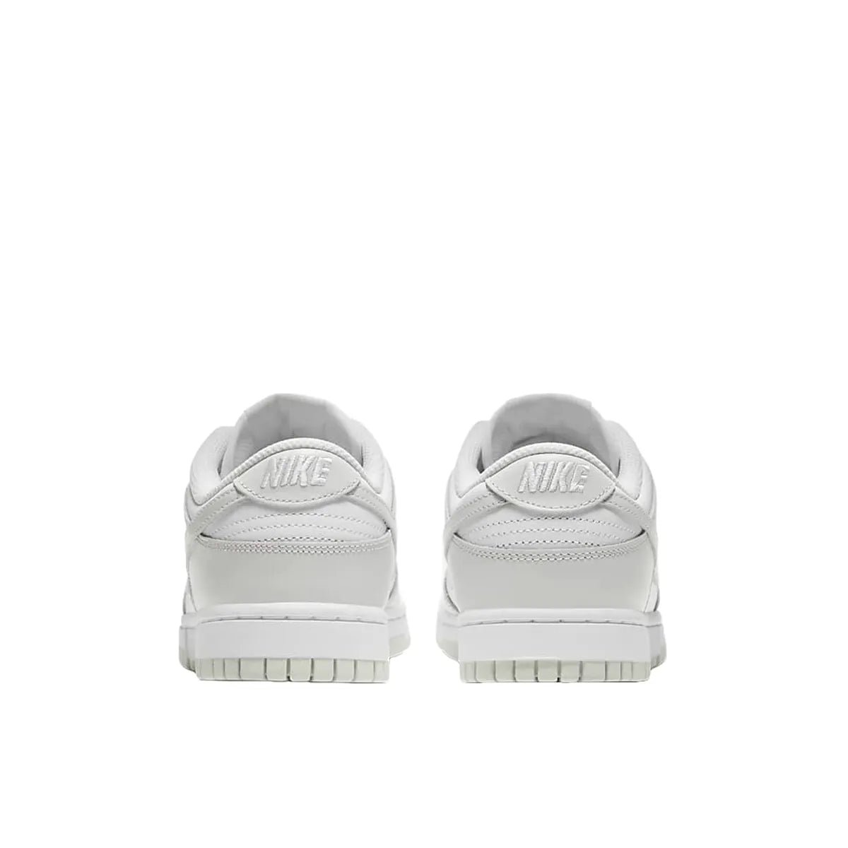 Nike Dunk Low Photon Dust Women's sneakers, back view, model DD1503-103 in white and photon dust.