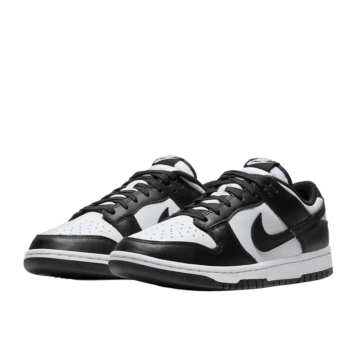 Nike Dunk Low Retro sneakers, front view, model DD1391-100 in white with black panda details.