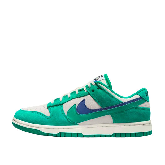 Nike Dunk Low SE '85 Women's sneakers, side view, model DO9457-101 in Neptune green with white and grey details.