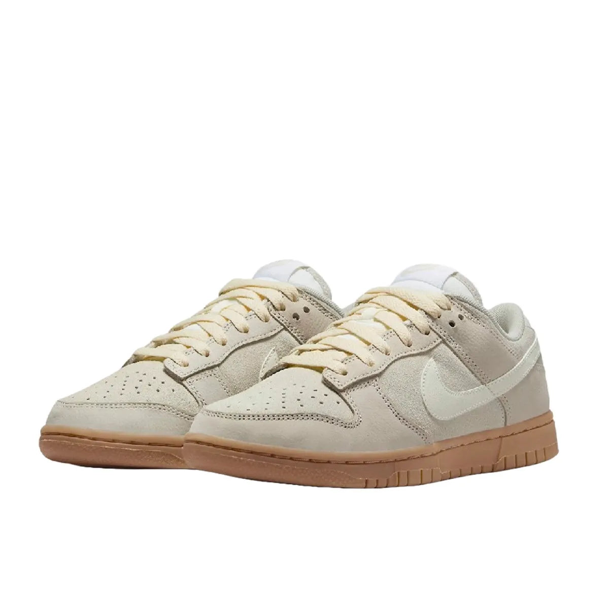 Nike Dunk Low SE Hangul Day Women's sneakers, front view, model FQ8147-104 in beige with gum sole and white details.