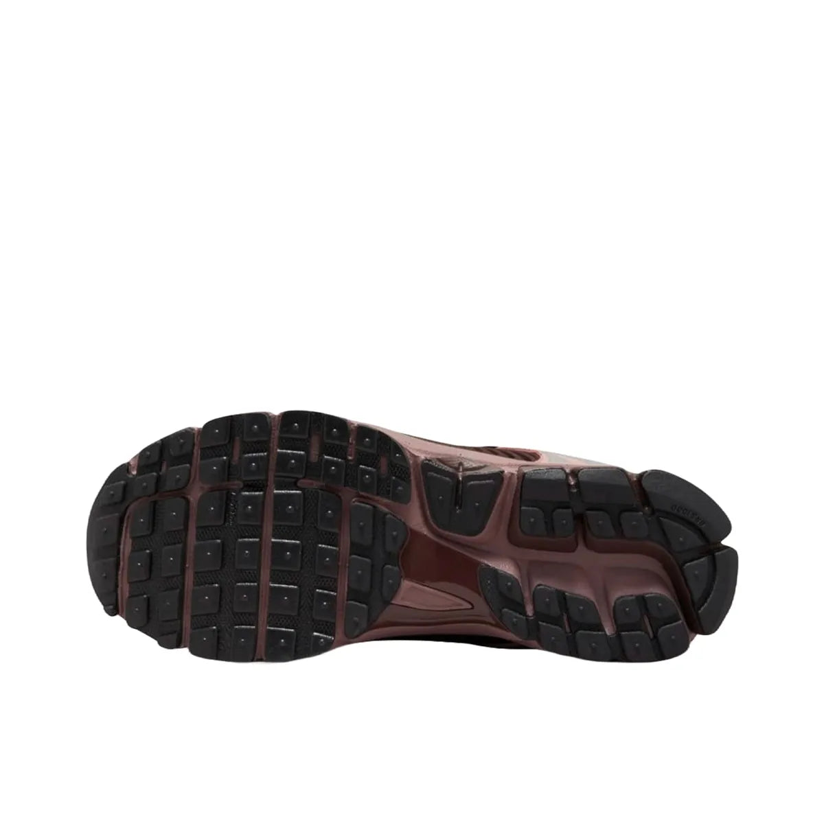 Nike Zoom Vomero 5 sneakers in Plum Eclipse, sole view, model FV1166-200 for women in plum and brown.