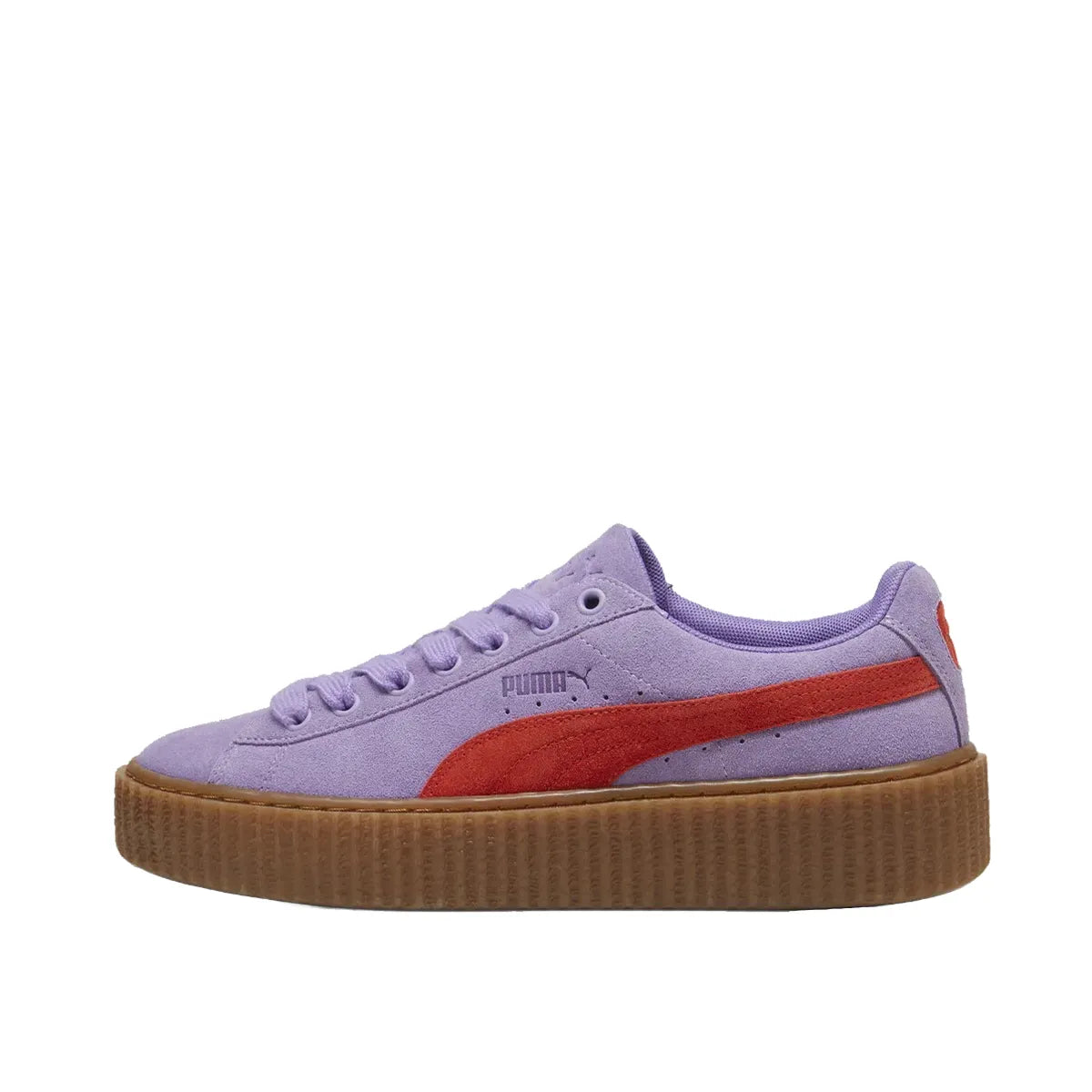 Puma Creeper Phatty Rihanna Fenty sneakers, side view, model 396403-03, in lavender alert with platform sole.