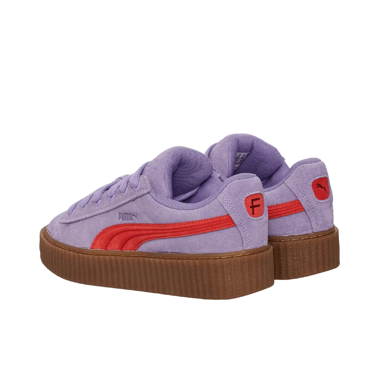 Puma Creeper Phatty Rihanna Fenty sneakers, back view, model 396403-03, in lavender alert with platform sole.