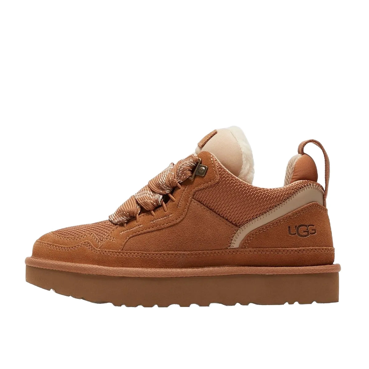 UGG Lowmel Chestnut Women's sneakers, side view, model 1144032-CHE, in chestnut brown.