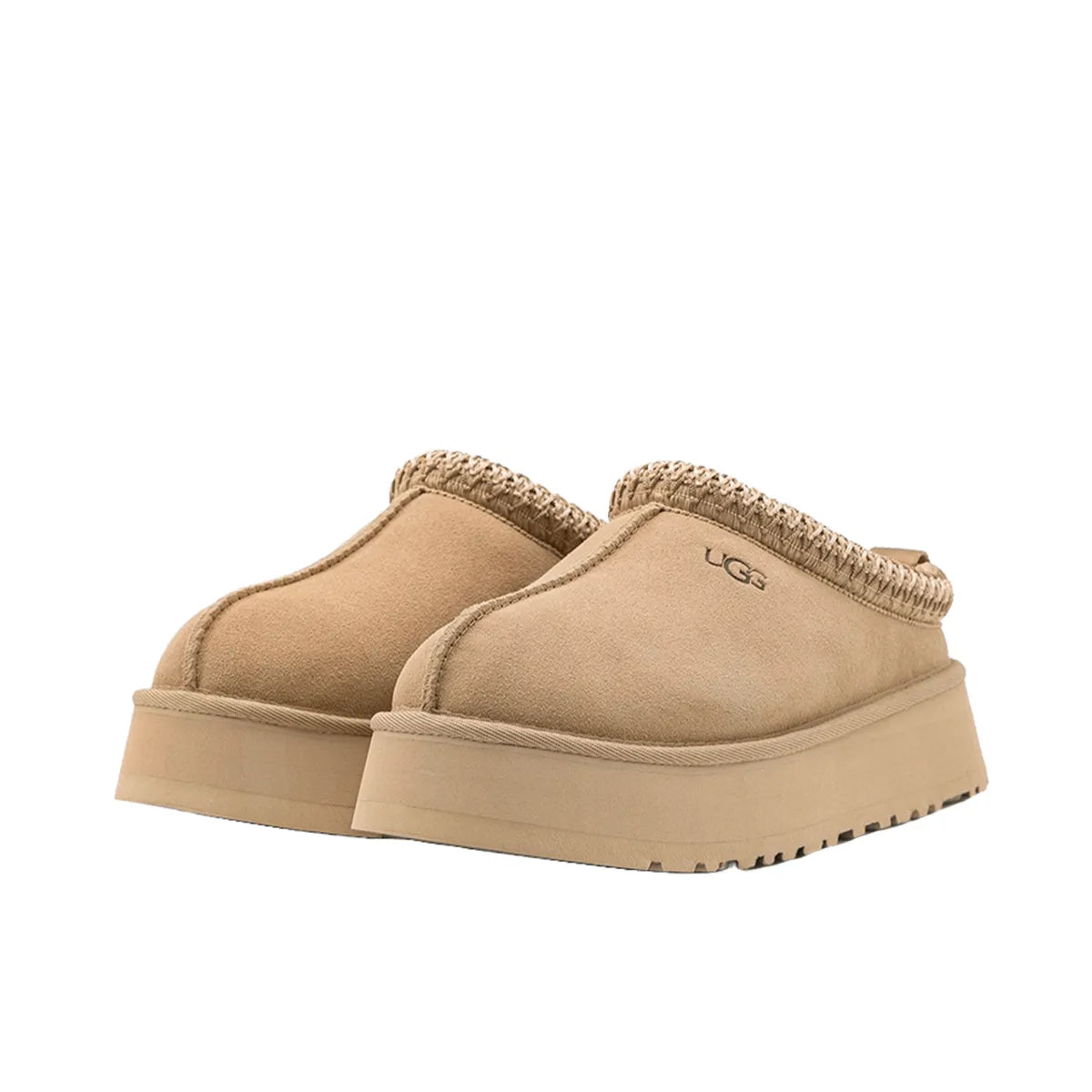 UGG Tazz Slipper Women's, front view, 1122553-MDSD in mustard seed color with cozy lining.