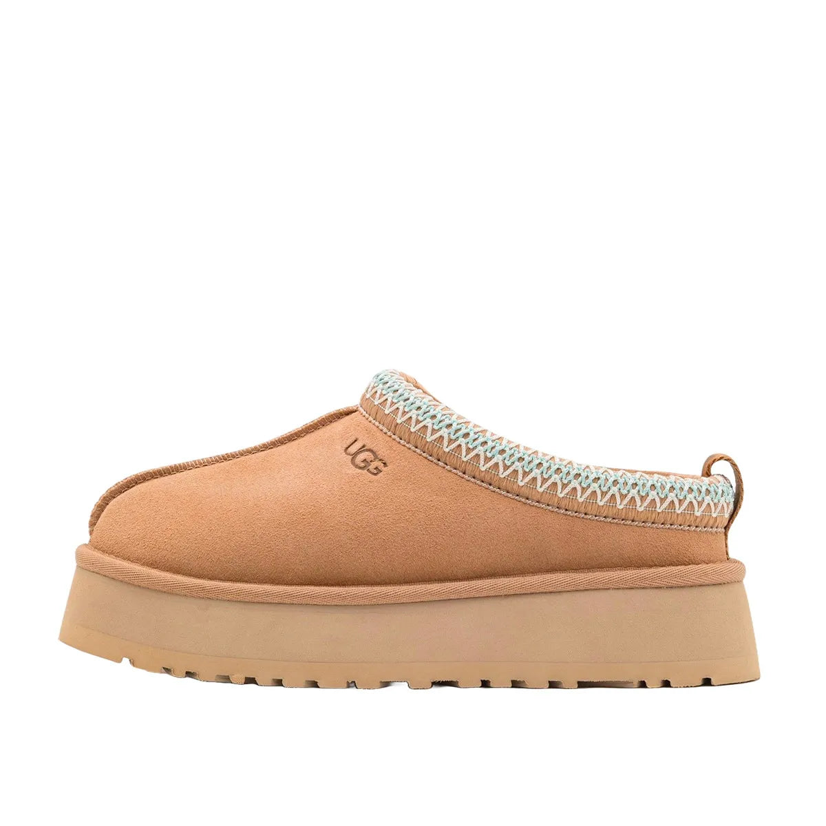 UGG Tazz Slipper in Sand, side view, model 1122553 for women in beige.